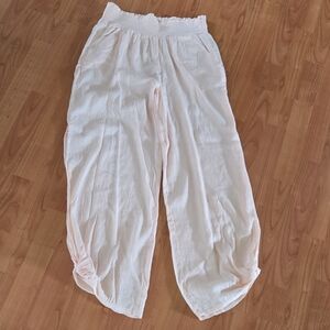 Crinkle Wide-Leg Pants